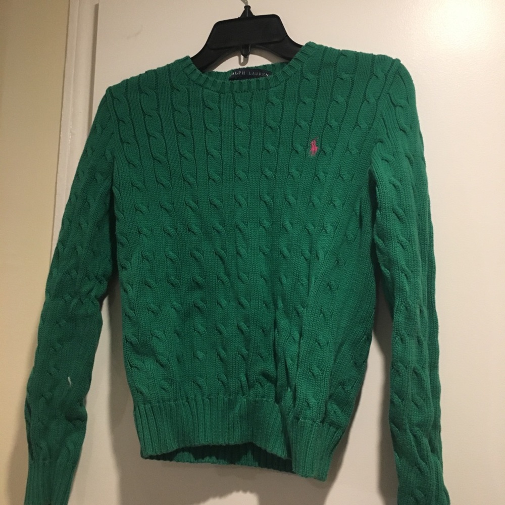 Ralph Lauren green cable knit sweater